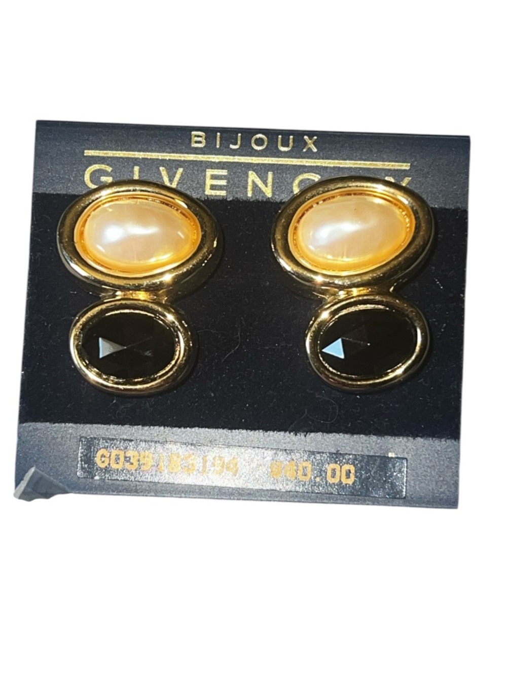 Givenchy Gold-Tone Cabochon and Faceted Drop Earrings - Cream & Black